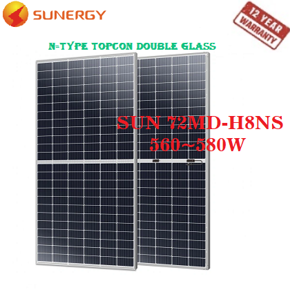 Tấm Pin Năng Lượng Mặt Trời Hai Mặt Kính Sunergy 560~580W